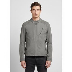 Guess NWT Men's Grey Quilted motorcycle drew suedes Jacket size XS